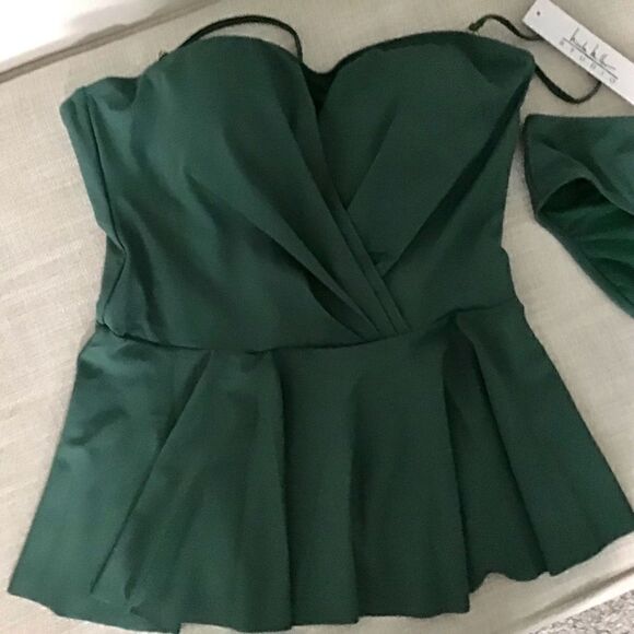Nicole Miller Green Twist-Accent Peplum Tankini & Bottoms NWT - Picture 5 of 6